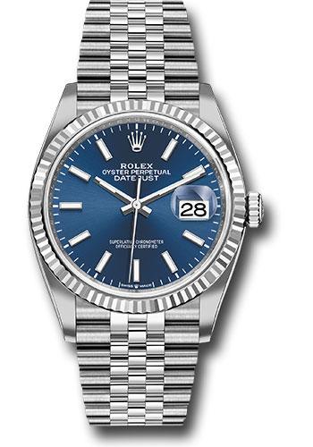 Rolex Steel Datejust 36 Watch - Fluted Bezel - Blue Index Dial - Jubilee Bracelet - 2023 Release - 126234 Box and papers