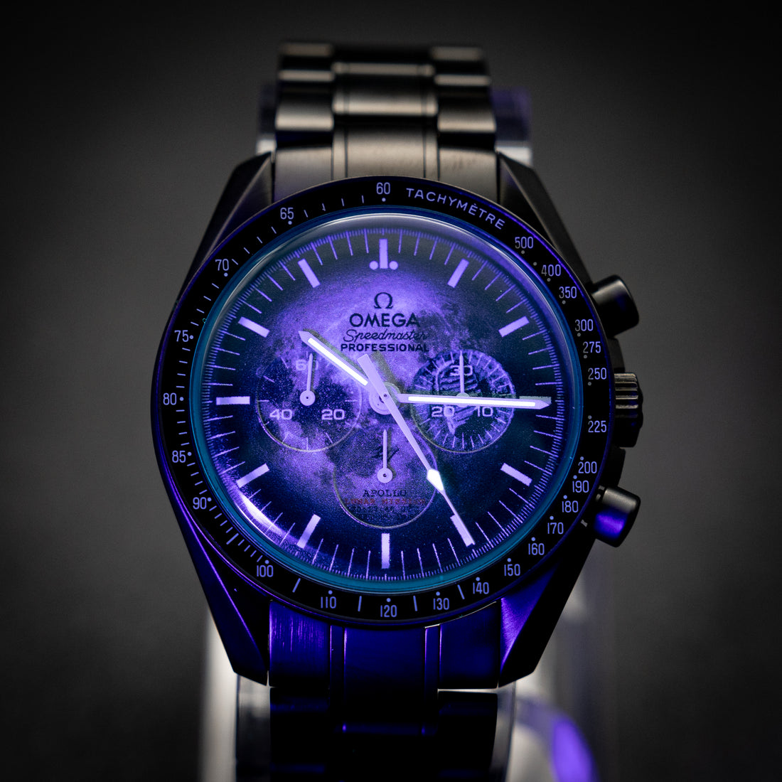 Black Venom Omega Speedmaster Moonwatch Professional Watch - 42 mm Steel Case - Tachymeter Bezel - Black Dial - 2 Nato straps - 311.30.42.30.01.005